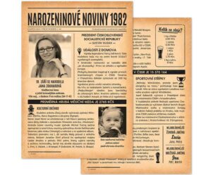 narozeninové noviny 1982 - dvoustranné s fotografiemi