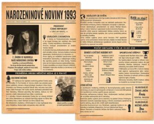 Narozeninové noviny 1993 - dvoustranné se 2 fotografiemi